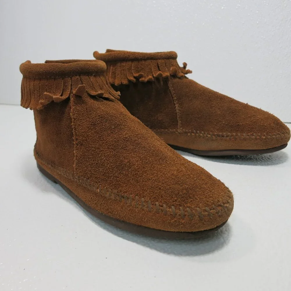 Minnetonka Bootie Suede Leather Fringe Kids Boots ShoesCasual Footwear Sz 3